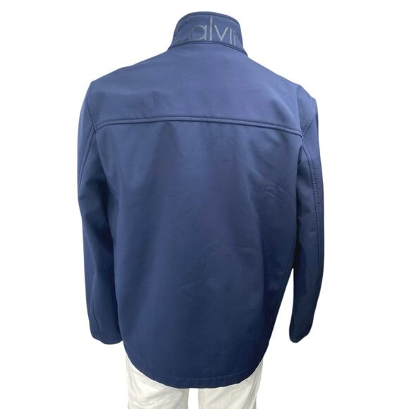 Calvin Klein Men's Blue Zip Up Long Sleeve Water Resistant Rain Coat Jacket Sz L - Picture 2 of 5